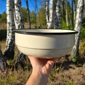 Miska Emaliowana ◦ duża ◦ 24 cm ◦ Krem budyniowy ◦