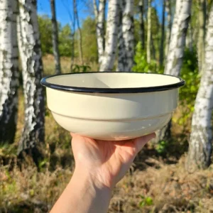 Miska Emaliowana ◦ średnia ◦ 20 cm ◦ Krem budyniowy ◦