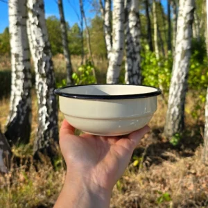 Miska Emaliowana ◦ mała ◦ 14 cm ◦ Krem budyniowy ◦
